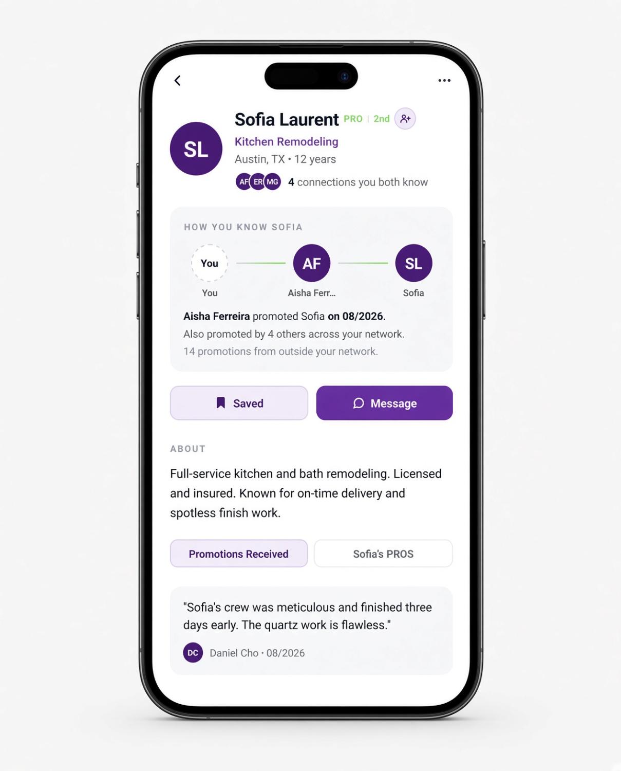 Pro profile with promotion path