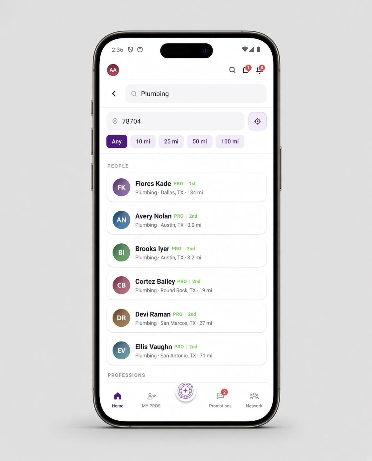 Pros in your network